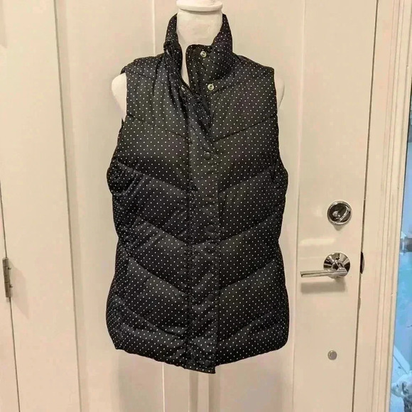 Gap Navy with White Polkadot Puffer Vest, Size M - Picture 1 of 7